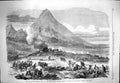Original Old Antique Print 1863 War New Zealand Maori Redoubt Katikara T 19th