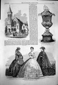 Original Old Antique Print 1863 Paris Fashion Wesleyan Church Crosby Yacht Cup
