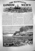 Original Old Antique Print 1863 Burning Seraglio Constantinople Fire Ships 19th
