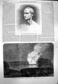 Old Antique Print 1863 Bust William Armstrong Fireworks Frankfort Maine 19th