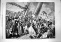 Original Old Antique Print 1863 Scene Board French Steamer Havre Honfleur Ship