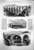Old Antique Print 1863 Inverness Railway Tilt Divie Viaduct Killiecrankie 19th