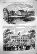 Old Antique Print 1863 Kranichstein Darmstadt Princess Louis Hesse Exeter 19th