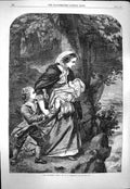 Original Old Antique Print 1863 Siers Wife Children Herrick Fine Art Victorian