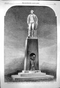 Old Antique Print 1863 Memorial Statue Herbert Ingram Boston Lincolnshire 19th