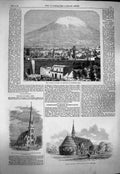 Old Antique Print 1863 Volcano Misti Arequipa Peru Church Hertford Amwell 19th