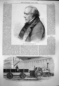 Old Antique Print 1863 Edward Ellice Patent Engine Aveling Porter Train 19th