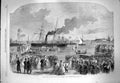 Original Old Antique Print 1863 Departure King Greeks Copenhagen Sweden Ships