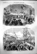 Old Antique Print 1863 Milward Turf Clutton Railway Harbour Bristol Ships 19th