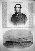 Original Old Antique Print 1863 Roundell Palmer Attorney-General Ship Normandy