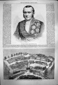 Original Old Antique Print 1863 French Minister Billault Island Decima N 19th