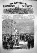 Old Antique Print 1863 Earl De Grey Ripon Hull Statue Queen People'S Park 19th