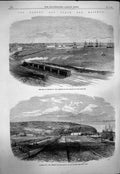 Original Old Antique Print 1863 Danube Black Sea Railway Port Kustendji 19th