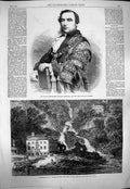 Original Old Antique Print 1863 William Lawrence Mayor London Lake Como Village