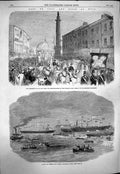 Old Antique Print 1863 Earl De Grey Ripon Hull Wilberforce Samuelson Yard 19th