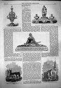 Old Antique Print 1863 Silver Inkstand Anderson Glasgow Cathedral Church 19th