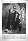 Original Old Antique Print 1863 Puss Boots Theatre Scene Actors Flatou Pott