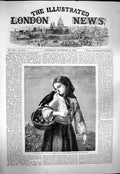 Original Old Antique Print 1863 First Bite Fruit Girl Blackbird Dobson Fine Art