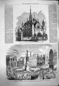 Original Old Antique Print 1863 Merchant Seaman Orphan Asylum Amsterdam Jubilee
