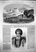 Original Old Antique Print 1863 Hill Pnyx Athens David Sassoon Prince Bombay