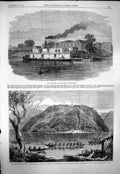 Old Antique Print 1863 Lady Daly Australian River Steamer Tuakau Zealand 19th