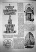 Old Antique Print 1863 Crystal Candelabrum Defries Temple Stepney Meeting 19th