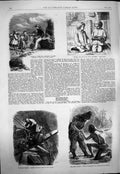 Original Old Antique Print 1863 Robinson Crusoe Friday Hans Anderson Victorian