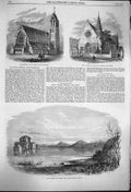 Old Antique Print 1864 Lake Fusaro Italy Lethe Virgil Church Trinity Lee 19th
