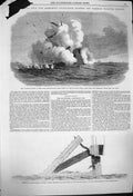 Original Old Antique Print 1864 Shoeburyness Armstrong Shunt-Gun Warrior Target