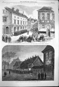 Original Old Antique Print 1864 Danish Siers Mint Altona Schleswig-H Victorian