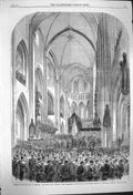 Old Antique Print 1864 Burial King Denmark Mausoleum Roeskilde Cathedral 19th