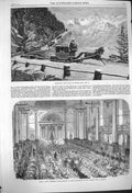 Old Antique Print 1864 Mont Cenis Mountains Horse Sledge Cope Liverpool 19th