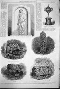 Old Antique Print 1864 Tomb James Ward Copan America Altar Stone Monolith 19th