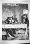 Original Old Antique Print 1864 Drink Only With Thine Eyes Romance Calderon Art