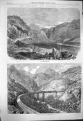 Old Antique Print 1864 Tabon Valparaiso Santiago Railway Maquis Viaduct 19th