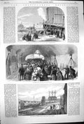 Original Old Antique Print 1864 Charing Cross Railway Station Villiers Tr 19th