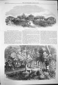 Old Antique Print 1864 Fish Nurseries Huningue France Experimenting Ponds 19th