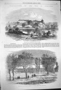 Original Old Antique Print 1864 War Schleswig Chateau Augustenburg Sundewitt