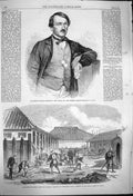 Old Antique Print 1864 Edward John Neale Barracks British Army Yokohama 19th