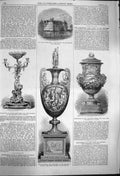 Old Antique Print 1864 War Schleswig Chateau Glucksburg Vase Smith Strang 19th