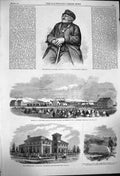 Original Old Antique Print 1864 John Galliatt Lincolnshire Christchurch Railway