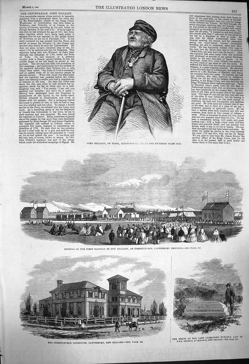 Original Old Antique Print 1864 John Galliatt Lincolnshire Christchurch Railway