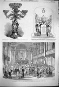 Original Old Antique Print 1864 Fancy-Dress Ball Liverpool Birkin Chad Church