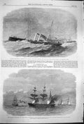 Original Old Antique Print 1864 Channel Race Ship Atalanta Empress Albama Texan