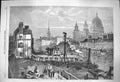 Original Old Antique Print 1864 Railway Works Blackfriars Ludgate Hill Victorian