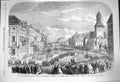 Original Old Antique Print 1864 War Denmark Funeral Copenhagen Siers Duppel