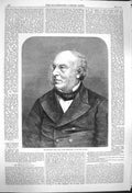 Original Old Antique Print 1864 Portrait Sir Rowland Hill Secretary Post 19th