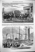 Original Old Antique Print 1864 Camel Carriage Punjaub Ship Wild Animals London