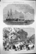 Original Old Antique Print 1864 War Denmark Ships Schwartzenberg Radetsky Paris