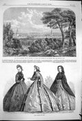 Old Antique Print 1864 War Demark Aalborg Jutland Prussian Ladies Fashion 19th